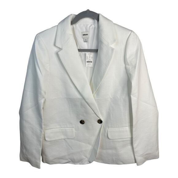 J. Crew Factory Textured Cotton Blazer in White Size‎ 4 NWT - Picture 3 of 10